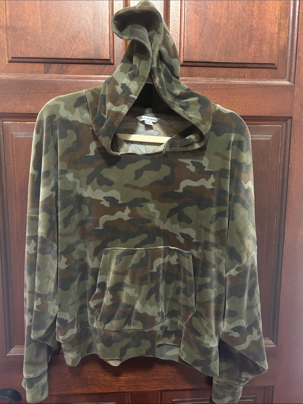 American Eagle Outfitters Olive & Brown Camo Hooded Pullover